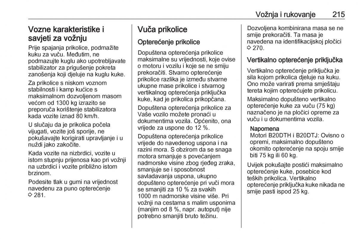 Opel Zafira C FL vlasnicko uputstvo / page 217