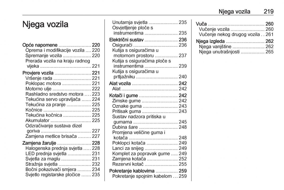 Opel Zafira C FL vlasnicko uputstvo / page 221