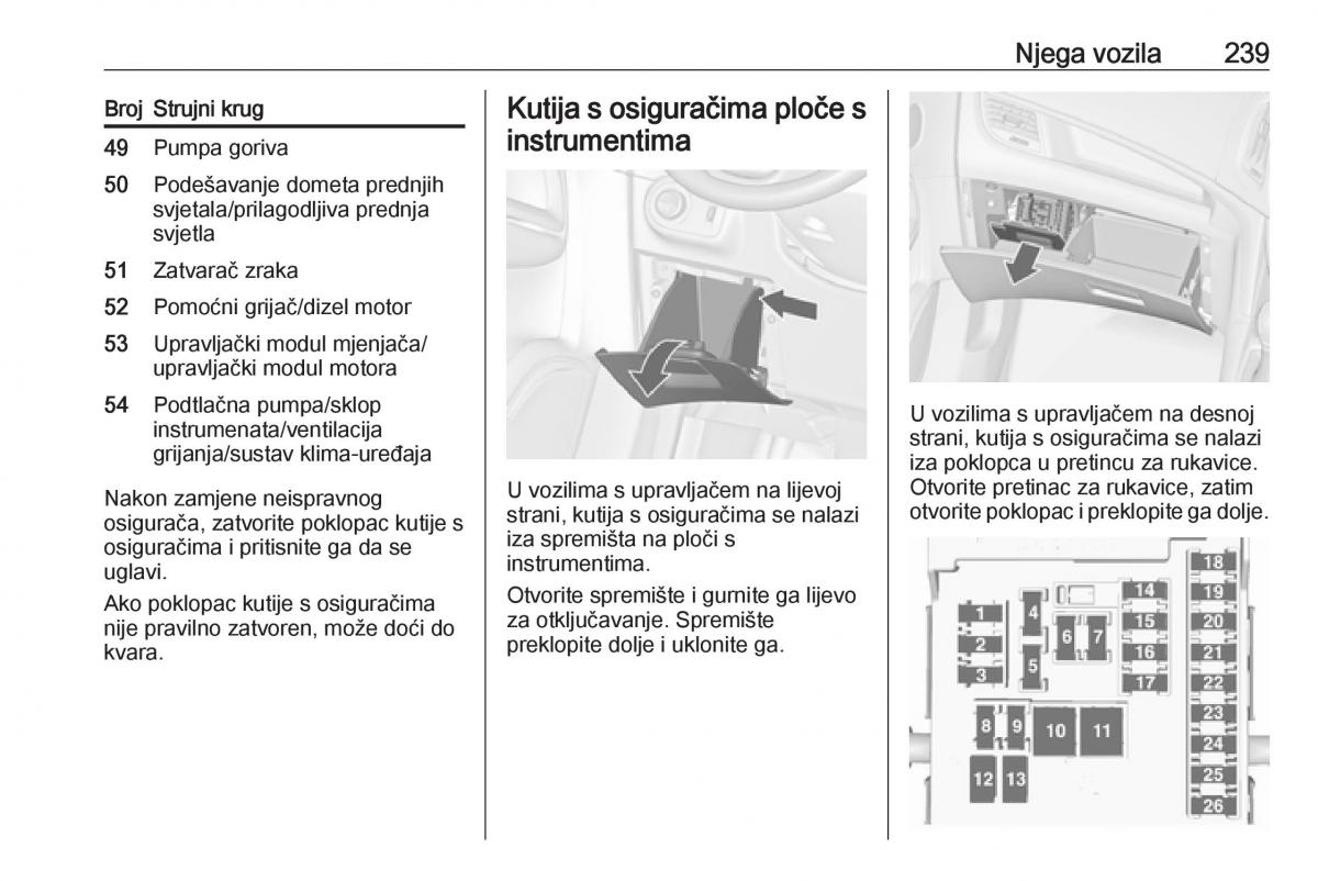 Opel Zafira C FL vlasnicko uputstvo / page 241