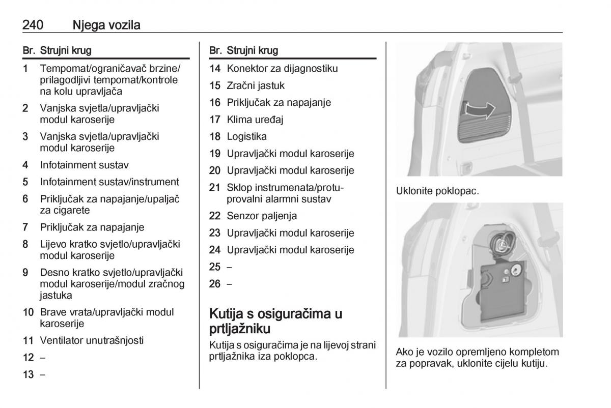 Opel Zafira C FL vlasnicko uputstvo / page 242