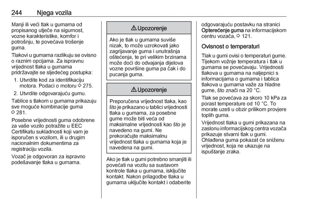 Opel Zafira C FL vlasnicko uputstvo / page 246