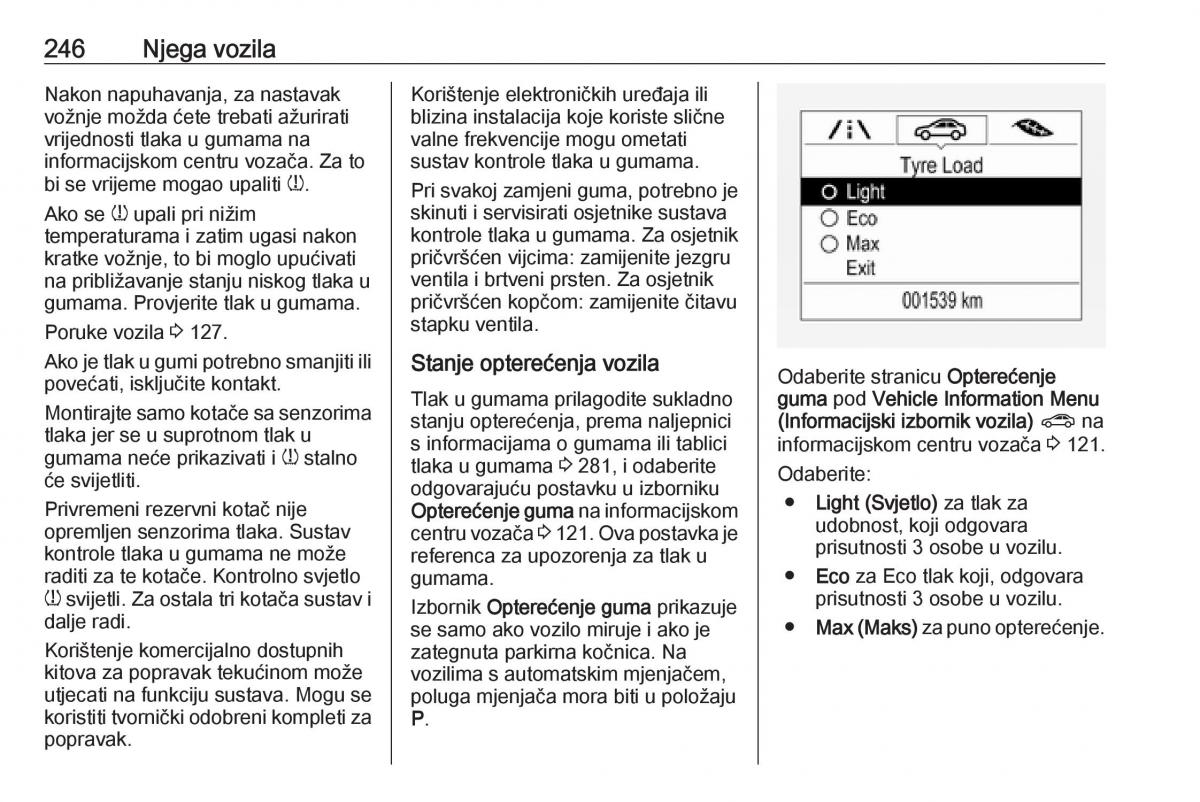 Opel Zafira C FL vlasnicko uputstvo / page 248