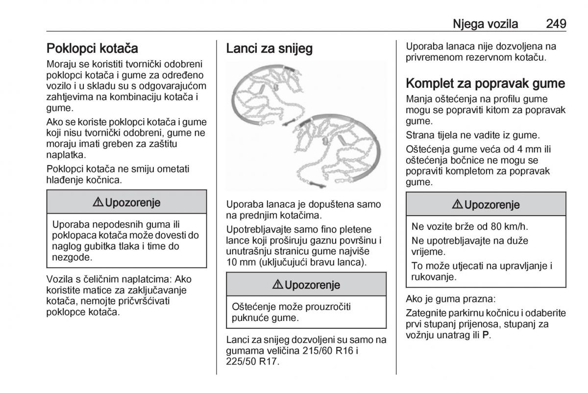 Opel Zafira C FL vlasnicko uputstvo / page 251