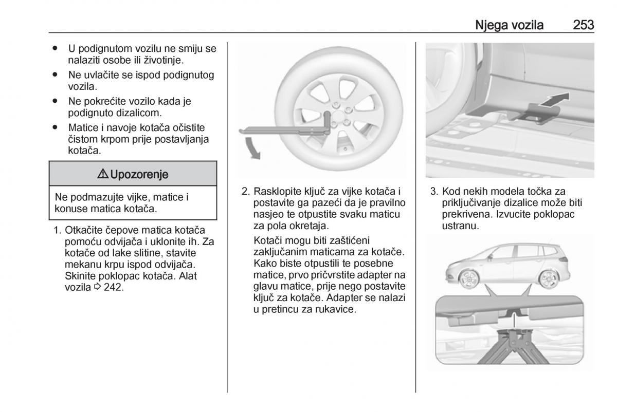 Opel Zafira C FL vlasnicko uputstvo / page 255