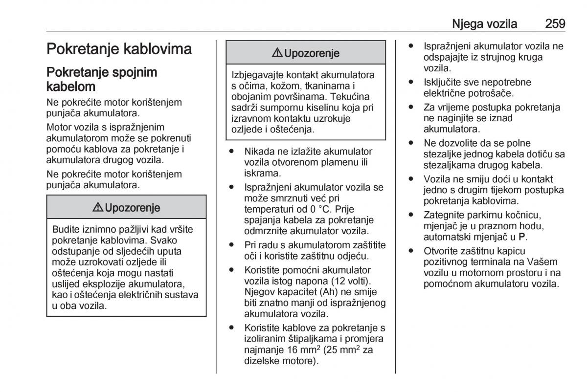 Opel Zafira C FL vlasnicko uputstvo / page 261