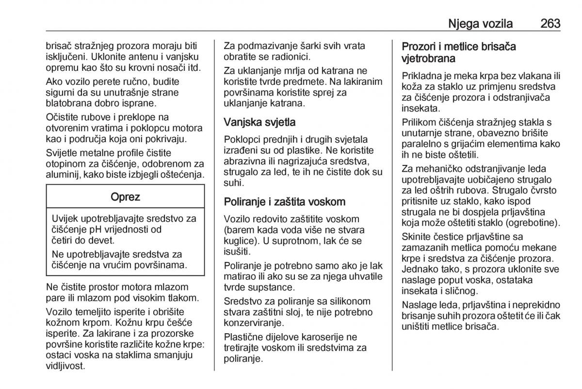 Opel Zafira C FL vlasnicko uputstvo / page 265