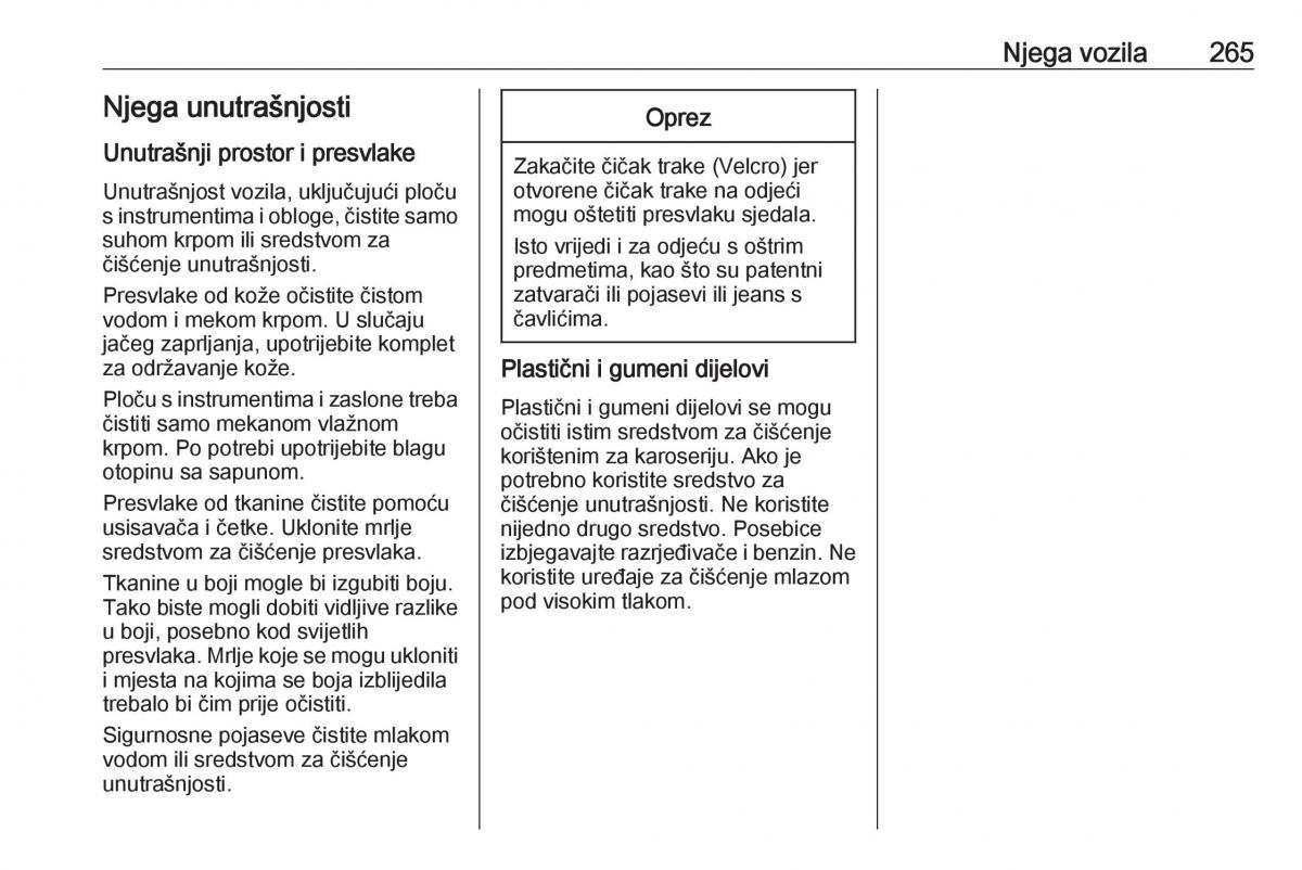 Opel Zafira C FL vlasnicko uputstvo / page 267