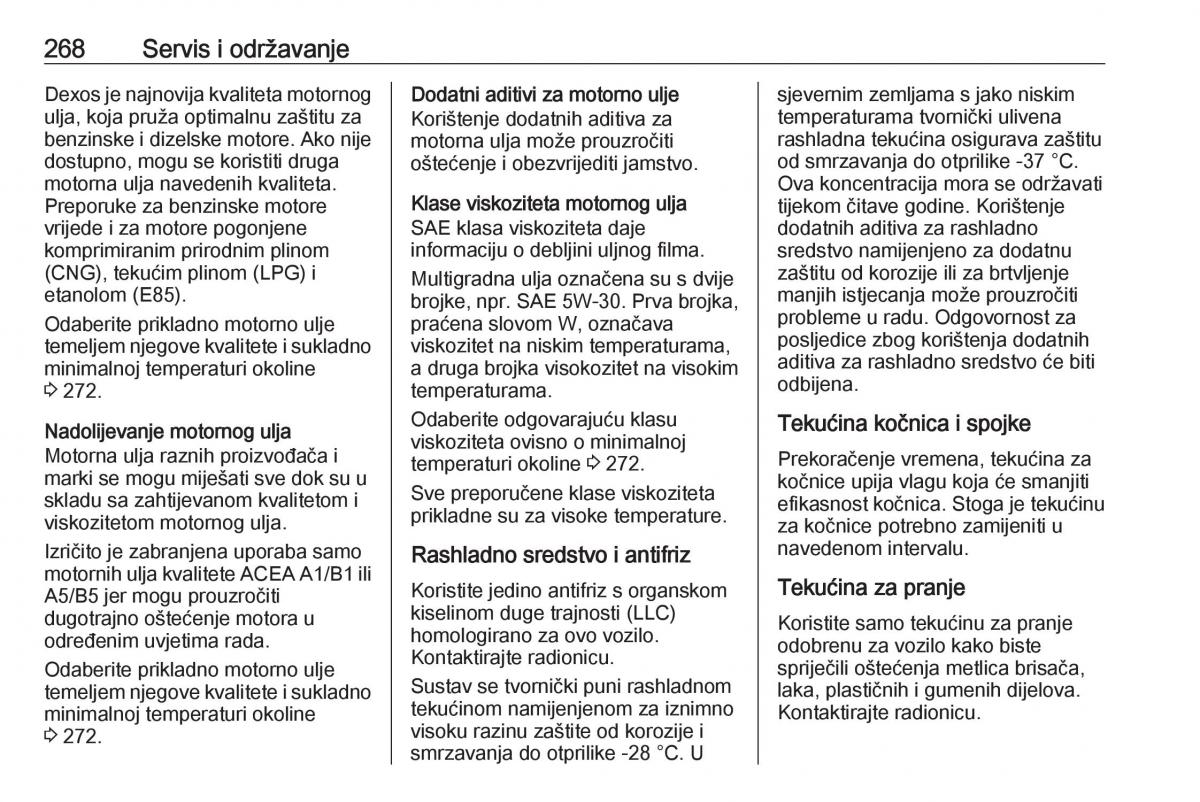 Opel Zafira C FL vlasnicko uputstvo / page 270