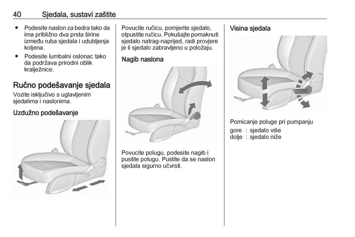 Opel Zafira C FL vlasnicko uputstvo / page 42