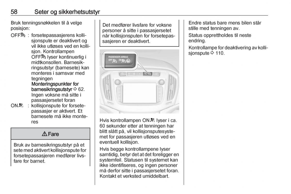 manual  Opel Zafira C FL bruksanvisningen / page 60