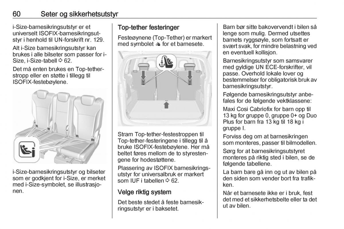 manual  Opel Zafira C FL bruksanvisningen / page 62