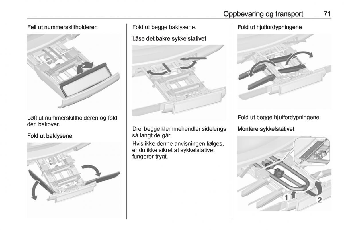 Opel Zafira C FL bruksanvisningen / page 73