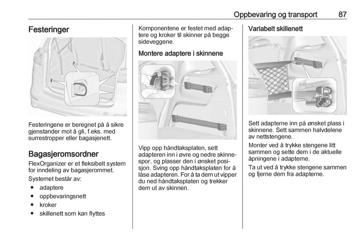 Opel Zafira C FL bruksanvisningen / page 89