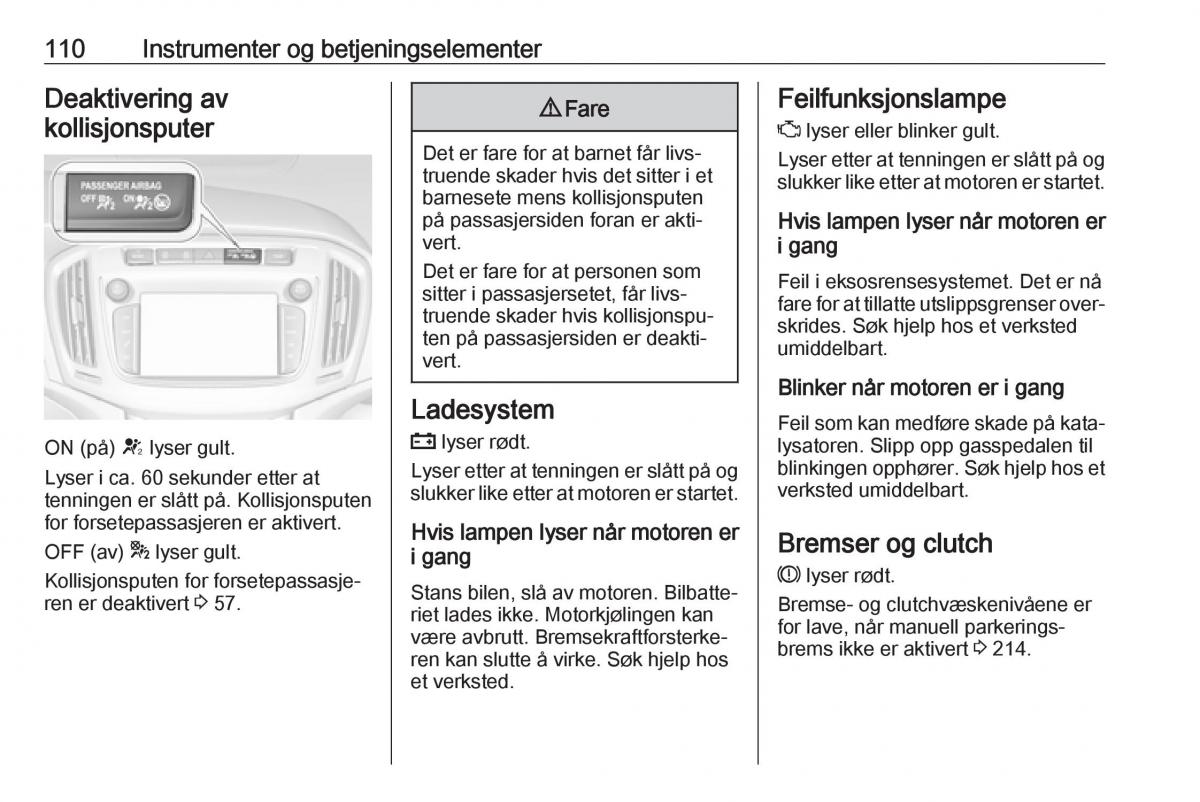 manual  Opel Zafira C FL bruksanvisningen / page 112