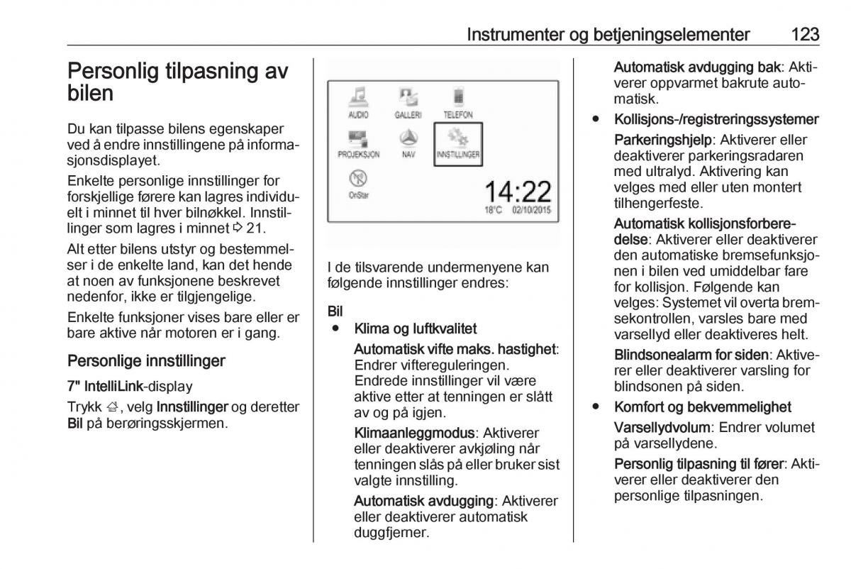 manual  Opel Zafira C FL bruksanvisningen / page 125