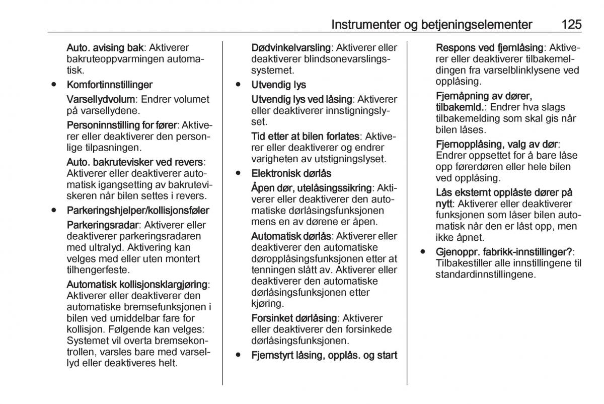 Opel Zafira C FL bruksanvisningen / page 127