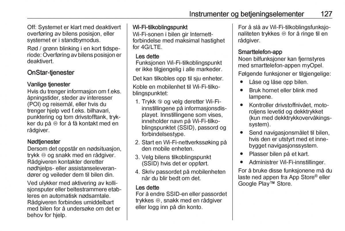 Opel Zafira C FL bruksanvisningen / page 129