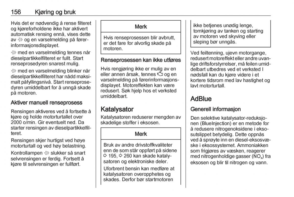 Opel Zafira C FL bruksanvisningen / page 158