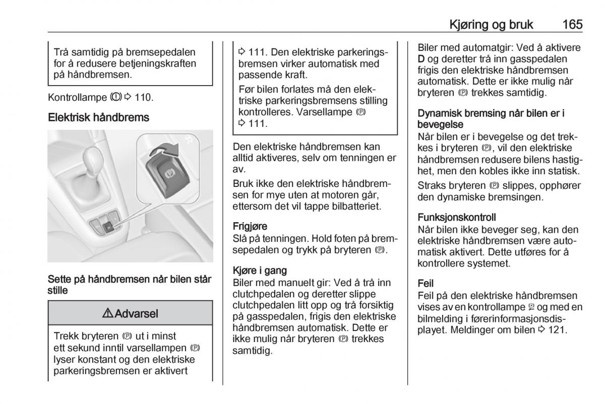 Opel Zafira C FL bruksanvisningen / page 167