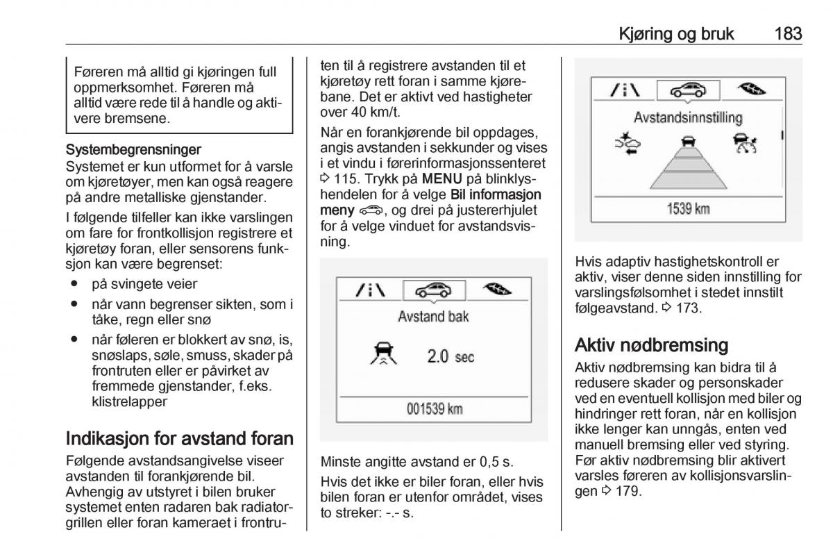 manual  Opel Zafira C FL bruksanvisningen / page 185