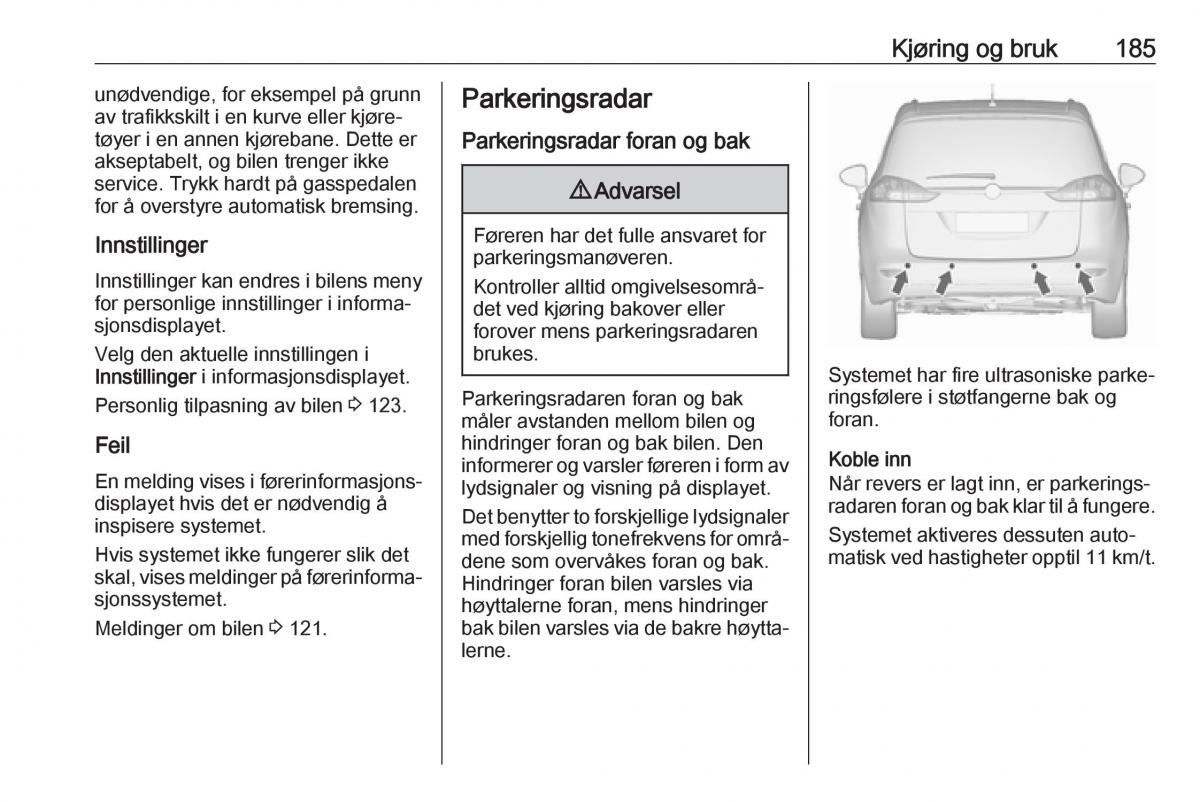 manual  Opel Zafira C FL bruksanvisningen / page 187