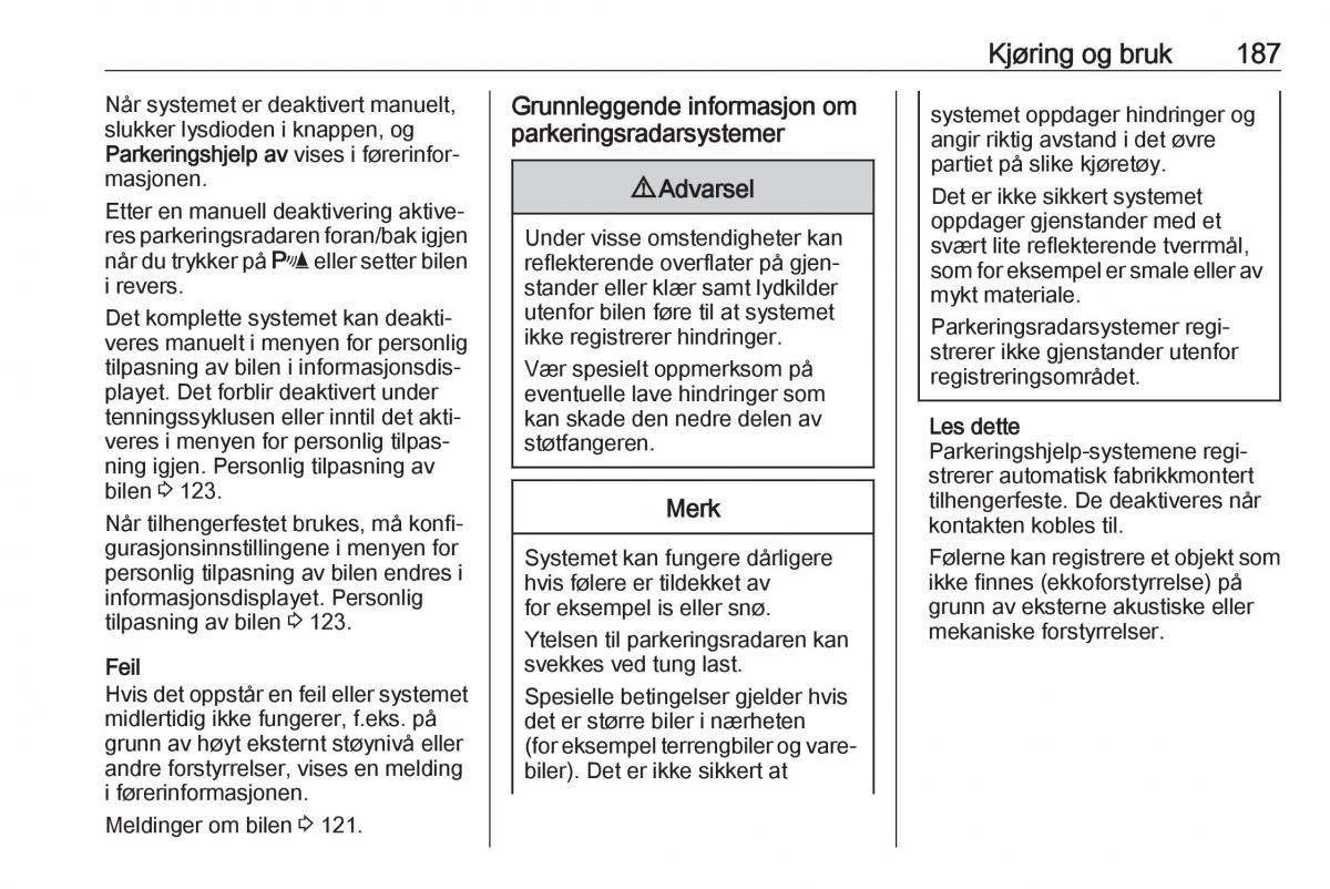 manual  Opel Zafira C FL bruksanvisningen / page 189