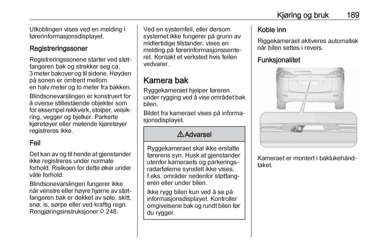 manual  Opel Zafira C FL bruksanvisningen / page 191