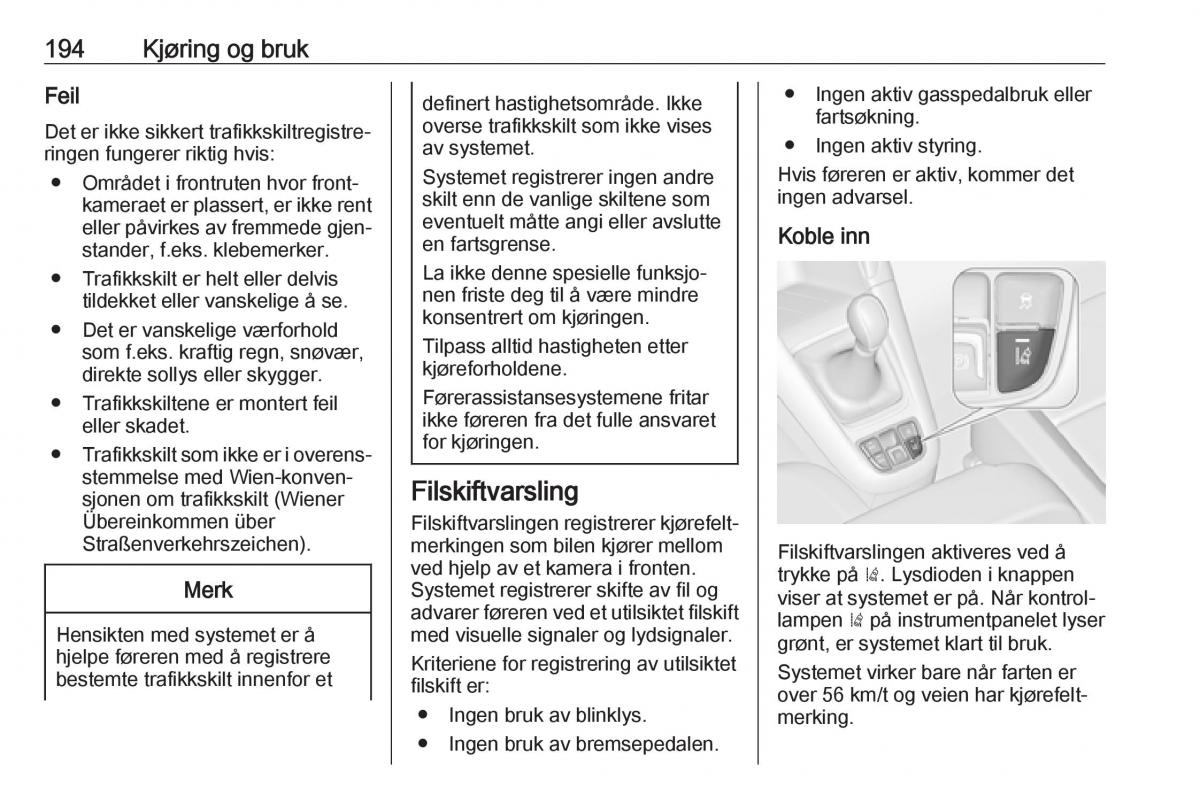 Opel Zafira C FL bruksanvisningen / page 196