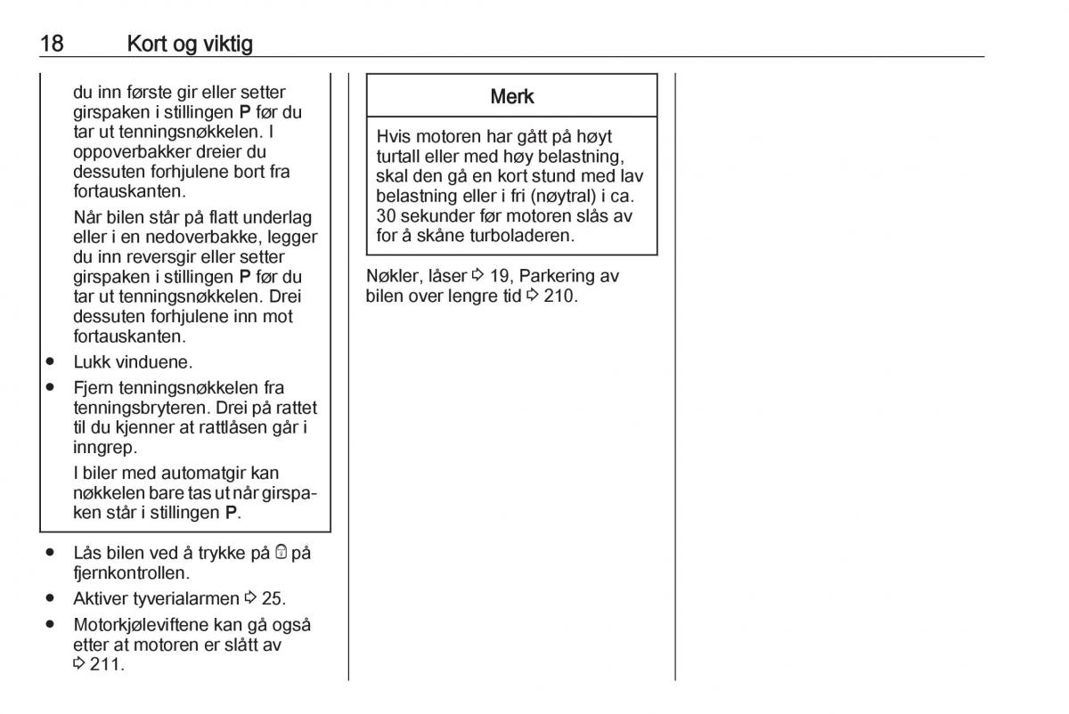 Opel Zafira C FL bruksanvisningen / page 20