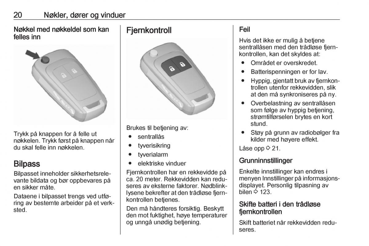 Opel Zafira C FL bruksanvisningen / page 22