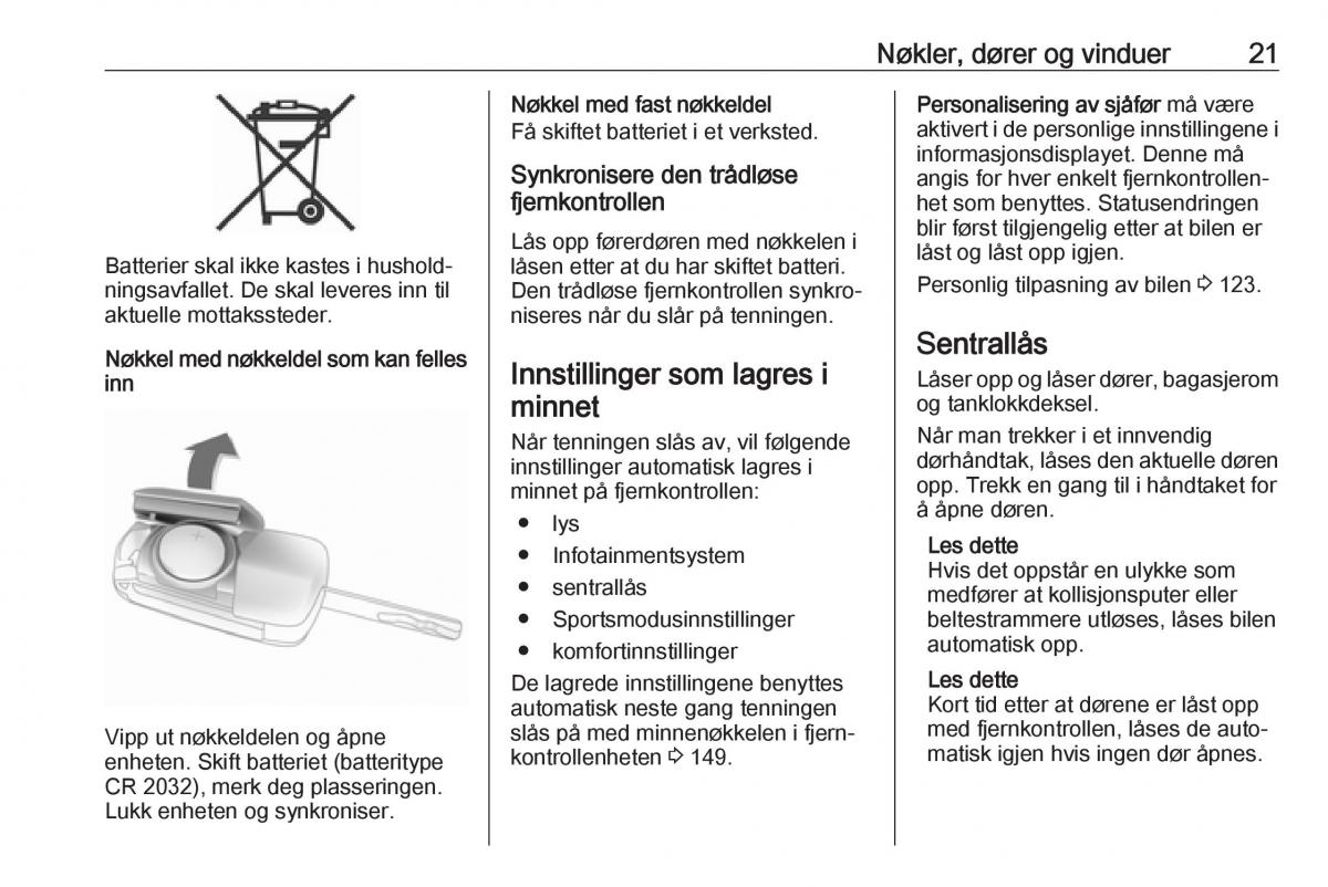 manual  Opel Zafira C FL bruksanvisningen / page 23