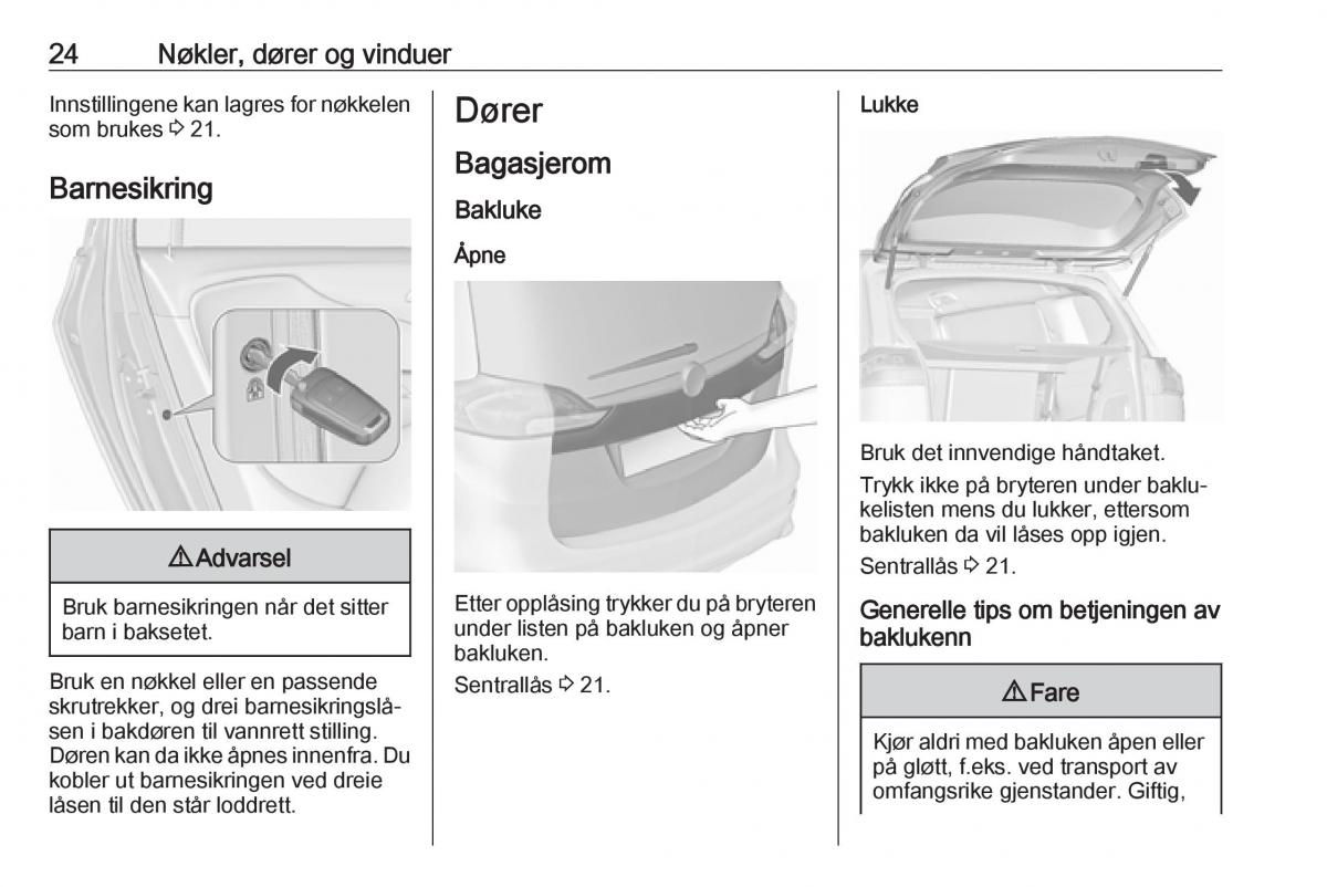 Opel Zafira C FL bruksanvisningen / page 26