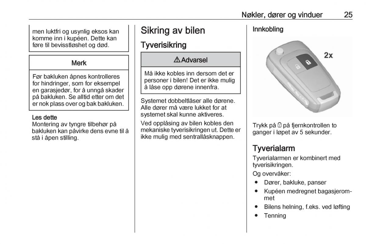 manual  Opel Zafira C FL bruksanvisningen / page 27