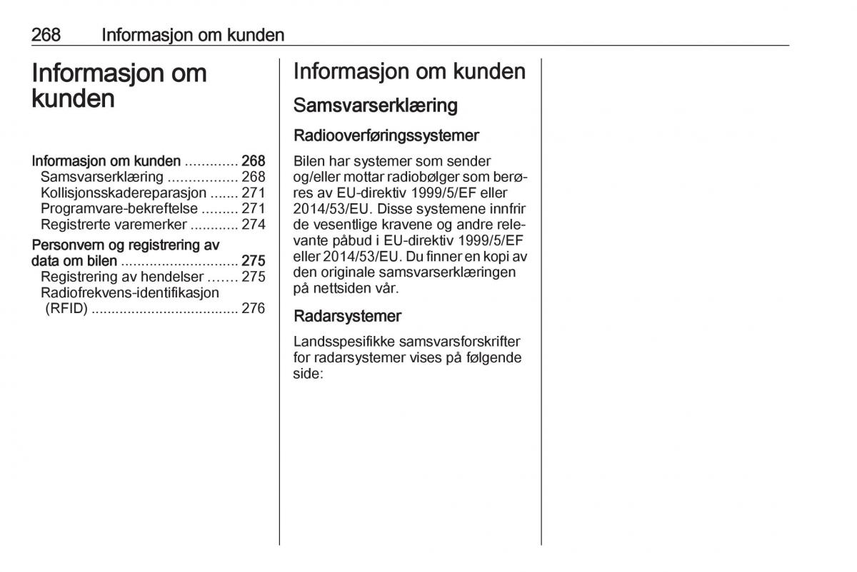 manual  Opel Zafira C FL bruksanvisningen / page 270