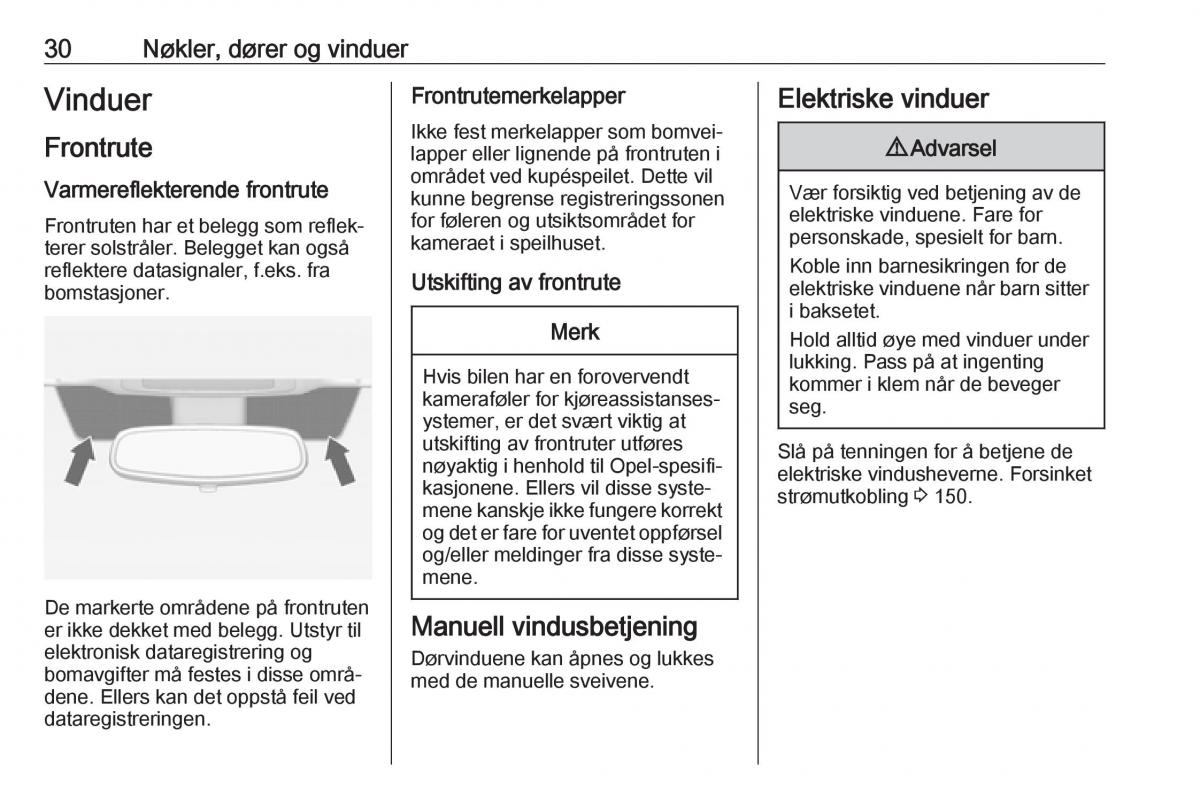 Opel Zafira C FL bruksanvisningen / page 32