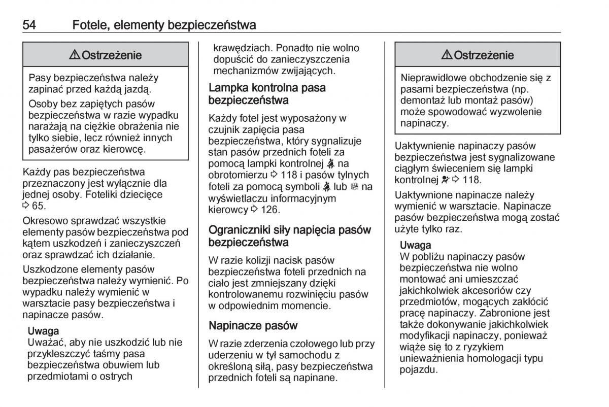 Opel Zafira C FL instrukcja obslugi / page 56