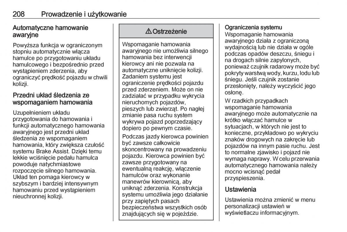 manual  Opel Zafira C FL instrukcja / page 210