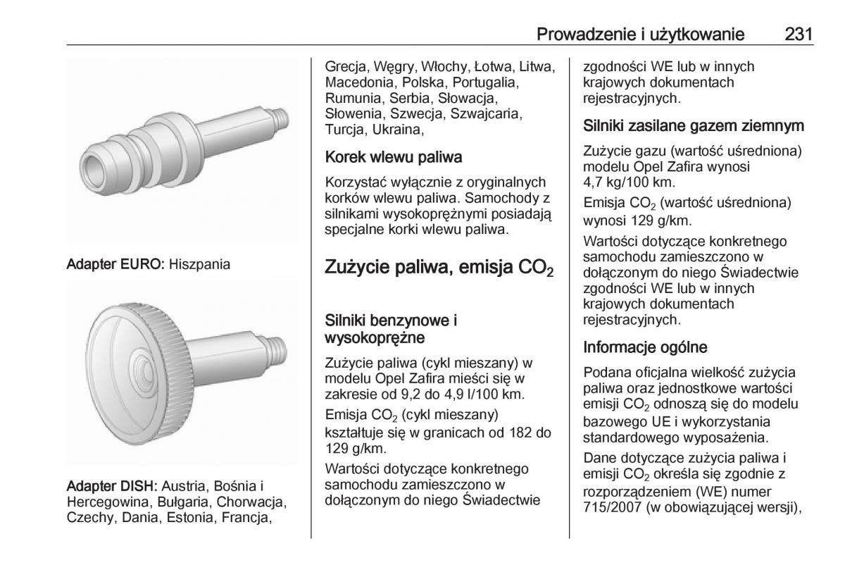 manual  Opel Zafira C FL instrukcja / page 233