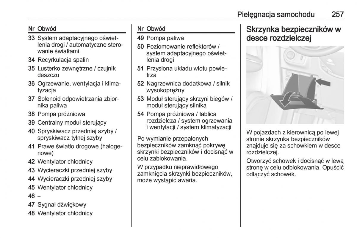 manual  Opel Zafira C FL instrukcja / page 259