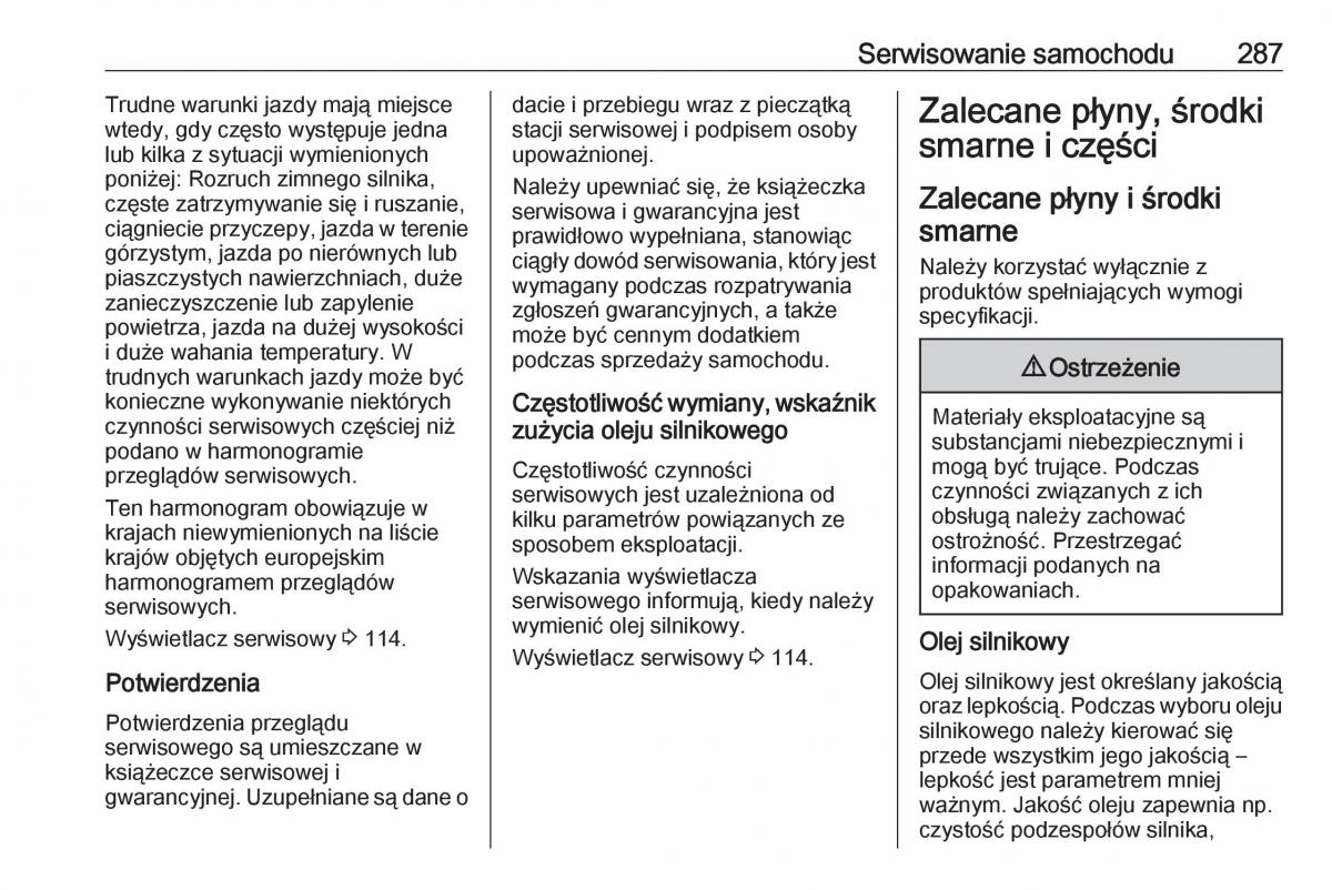 manual  Opel Zafira C FL instrukcja / page 289