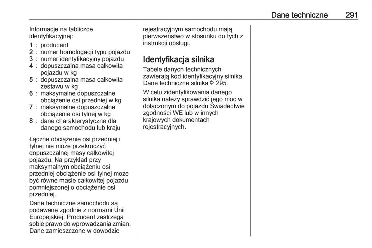 manual  Opel Zafira C FL instrukcja / page 293