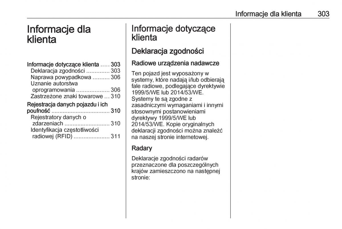 Opel Zafira C FL instrukcja obslugi / page 305