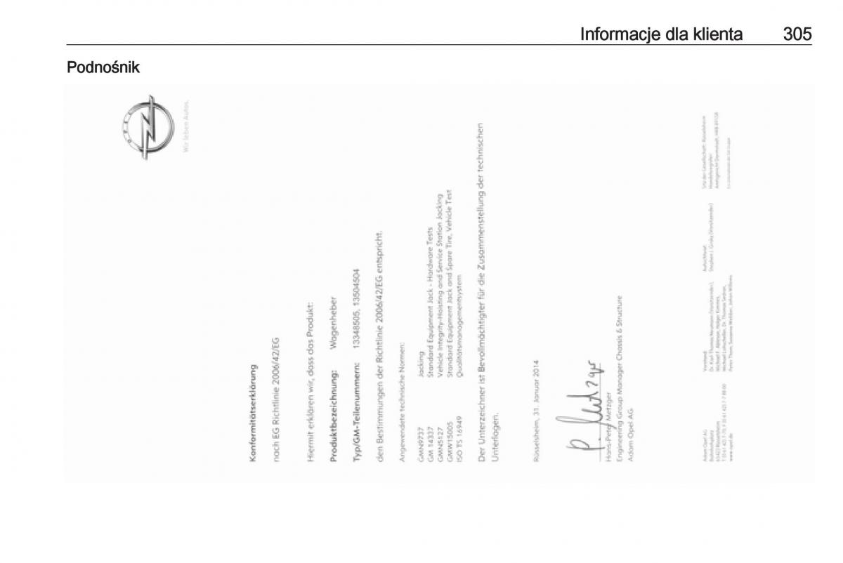 manual  Opel Zafira C FL instrukcja / page 307