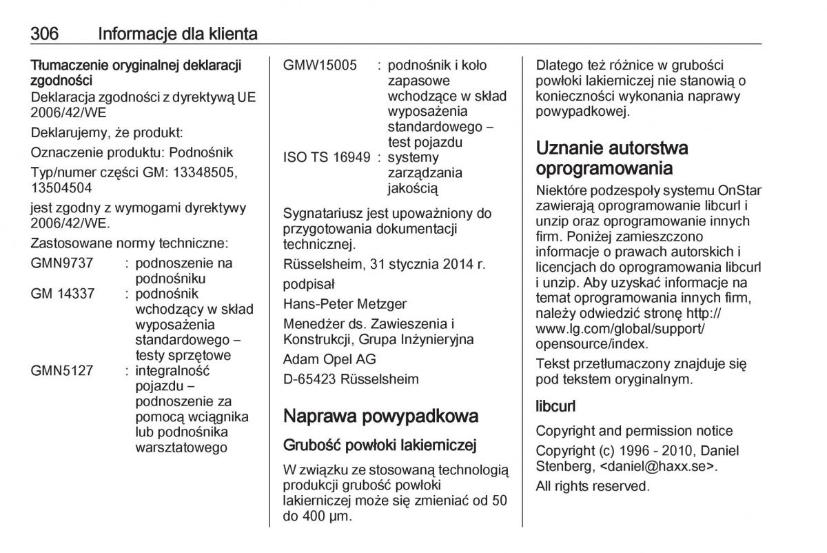 manual  Opel Zafira C FL instrukcja / page 308