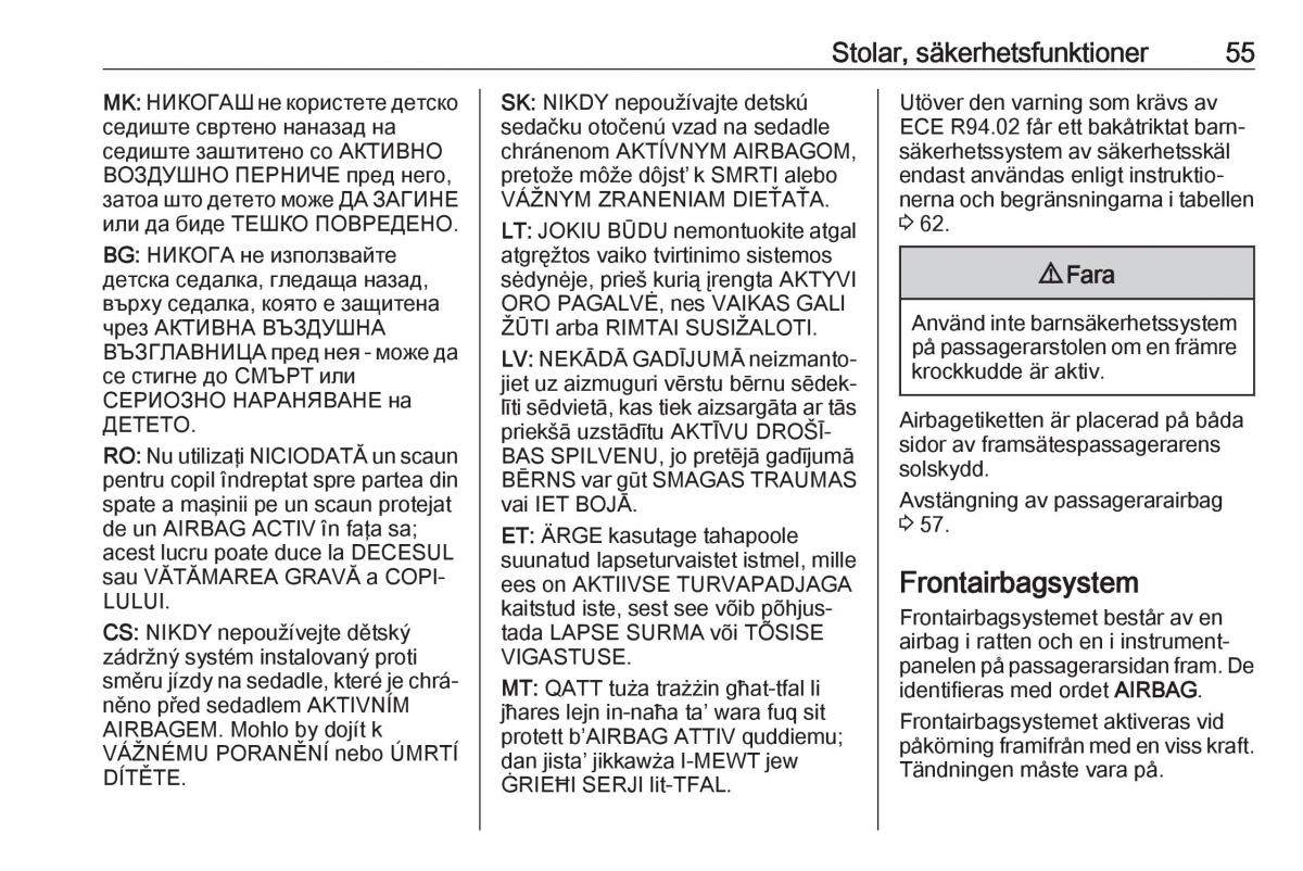 manual  Opel Zafira C FL instruktionsbok / page 57