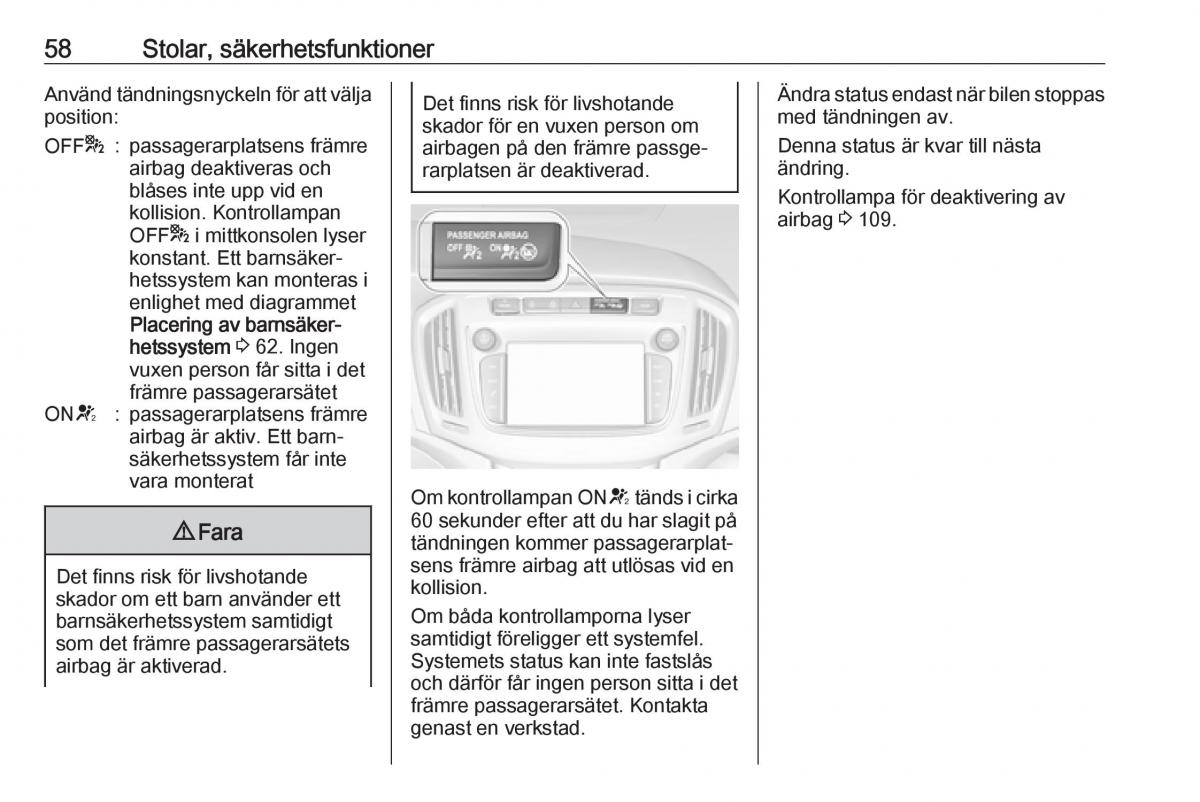 manual  Opel Zafira C FL instruktionsbok / page 60