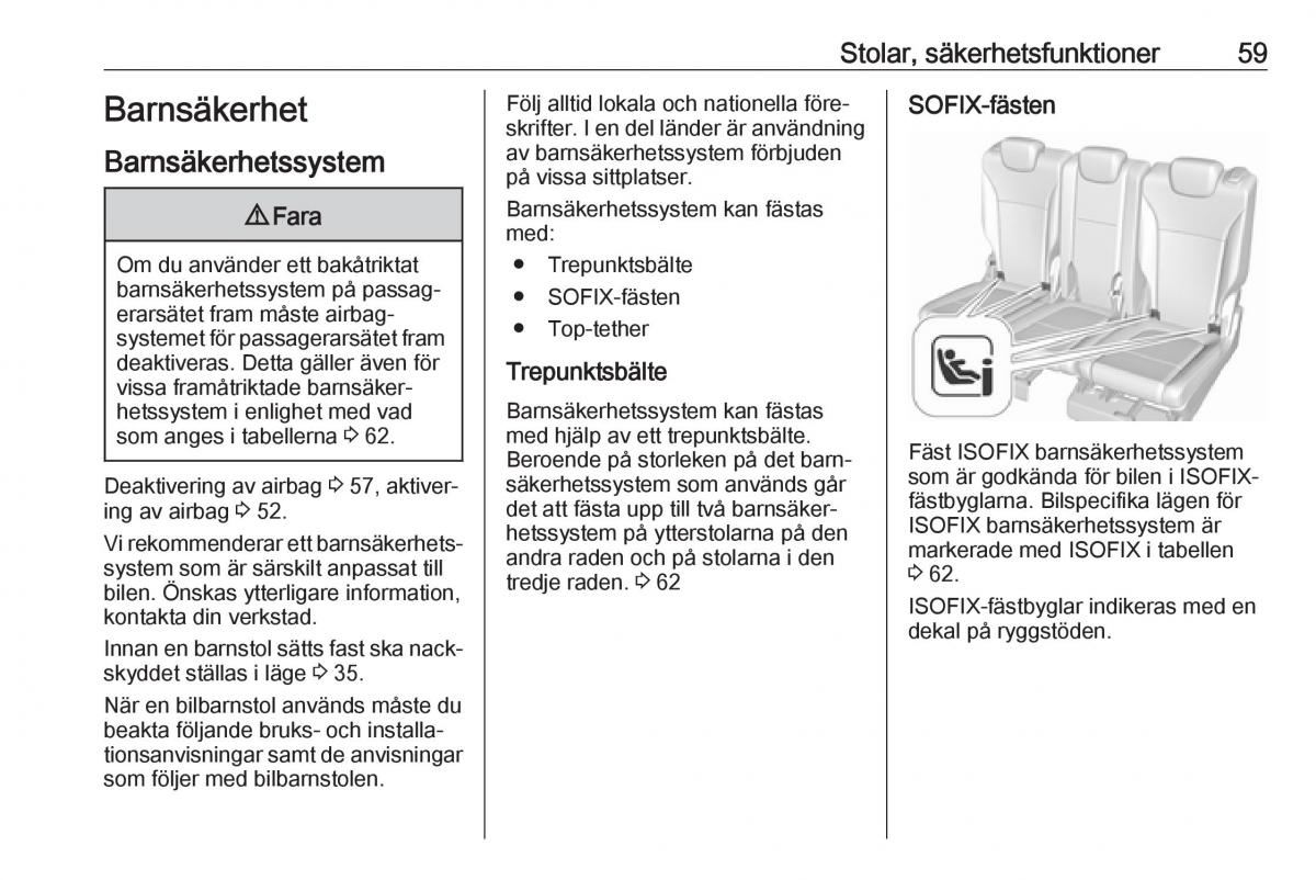 manual  Opel Zafira C FL instruktionsbok / page 61