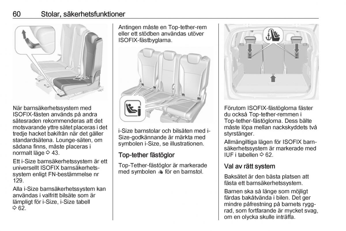 manual  Opel Zafira C FL instruktionsbok / page 62