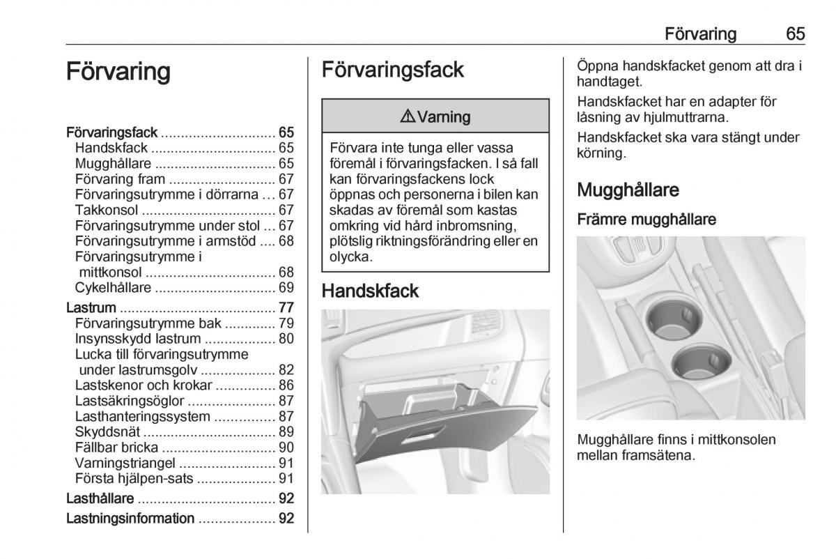 manual  Opel Zafira C FL instruktionsbok / page 67