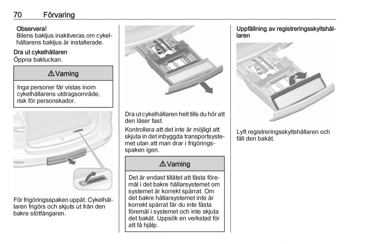 manual  Opel Zafira C FL instruktionsbok / page 72